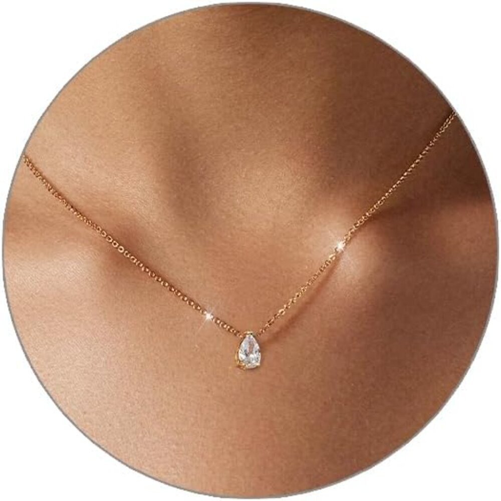 Diamond Pendant Gold Necklace for Women,Dainty 18k Gold Plated Choker Necklaces
